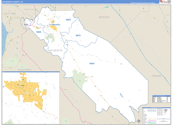 San Benito County, CA Map Basic Style
